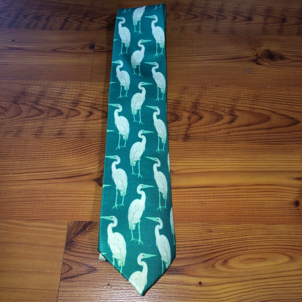 Men’s brand new green with flamingos tie